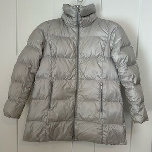 Lands' End Women's Shiny Silver Puffer Coat M 10/12